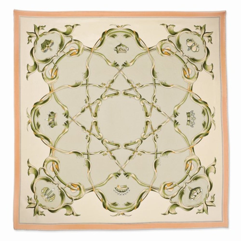 Kennedy Taupe Crown Handmade Silk 35in Fashion Scarf